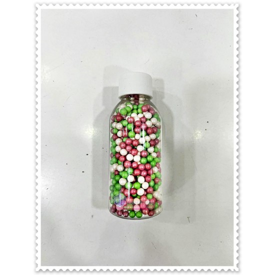 Yılbaşı  4mm Yeşil, Beyaz, Kırmızı Sprinkles Yenilebilir Süsleme Şekerleri 100gr 