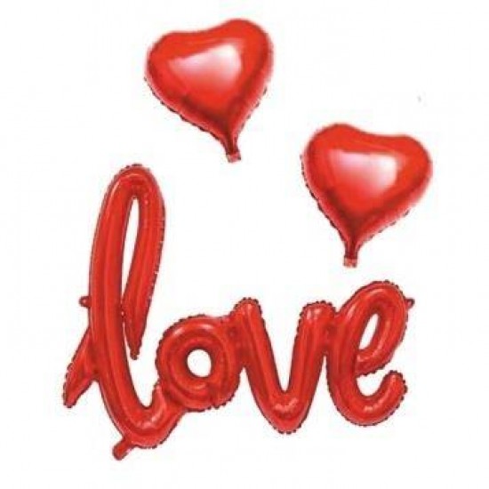 2'li Kalp Love Yazılı Folyo Balon