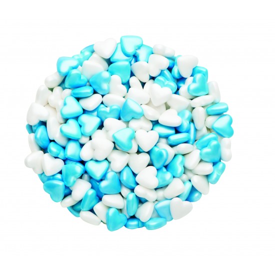 Küçük Mavi Beyaz Kalp Yenilebilir Süsleme Şekerleri